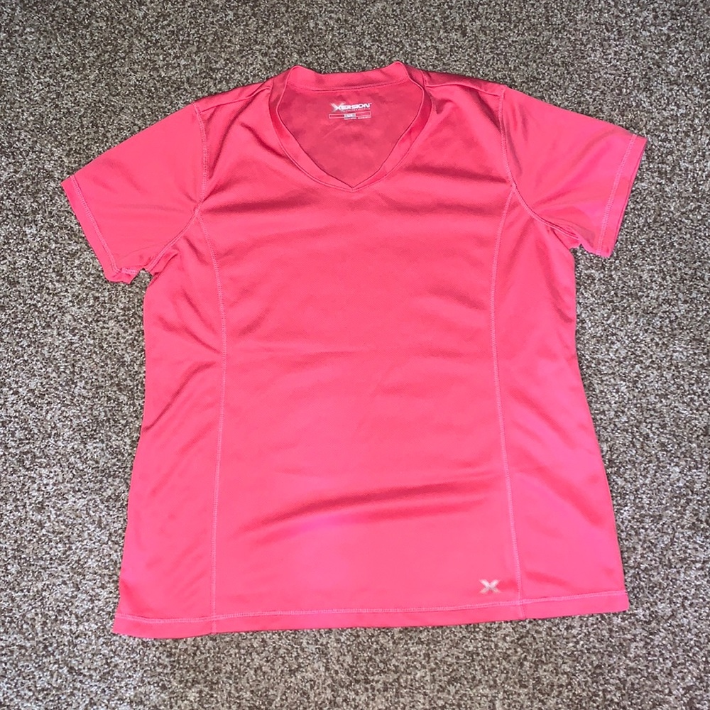 Xersion large pink vneck dry fit shirt